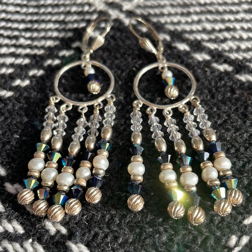 SILVER BEADED EARRINGS BY Anne Hardee Artisan